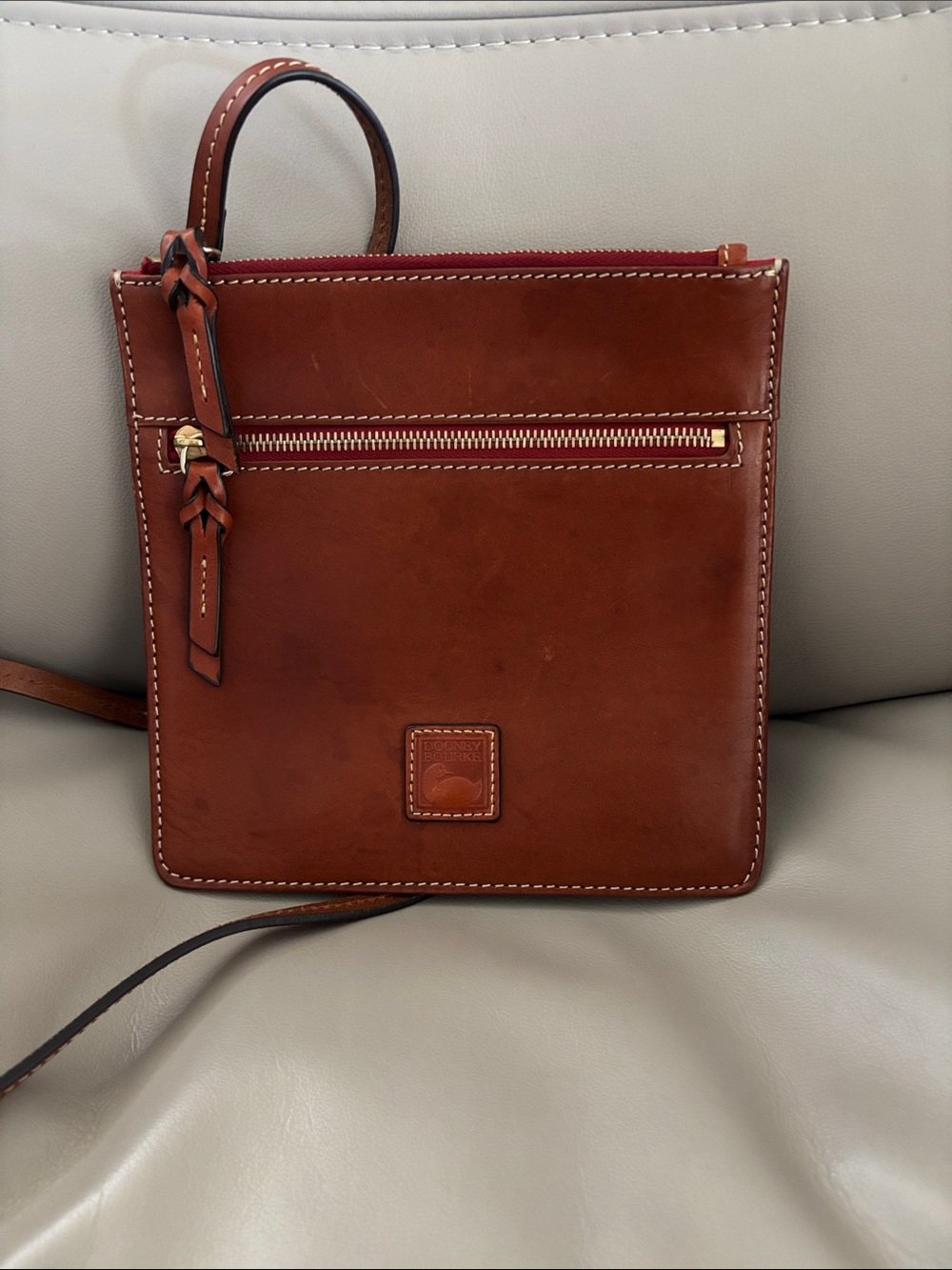Dooney & Bourke Chestnut Leather Messenger Crossbody